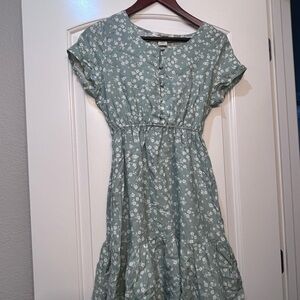 Passport Mint Green Floral Button-Front Mini Dress